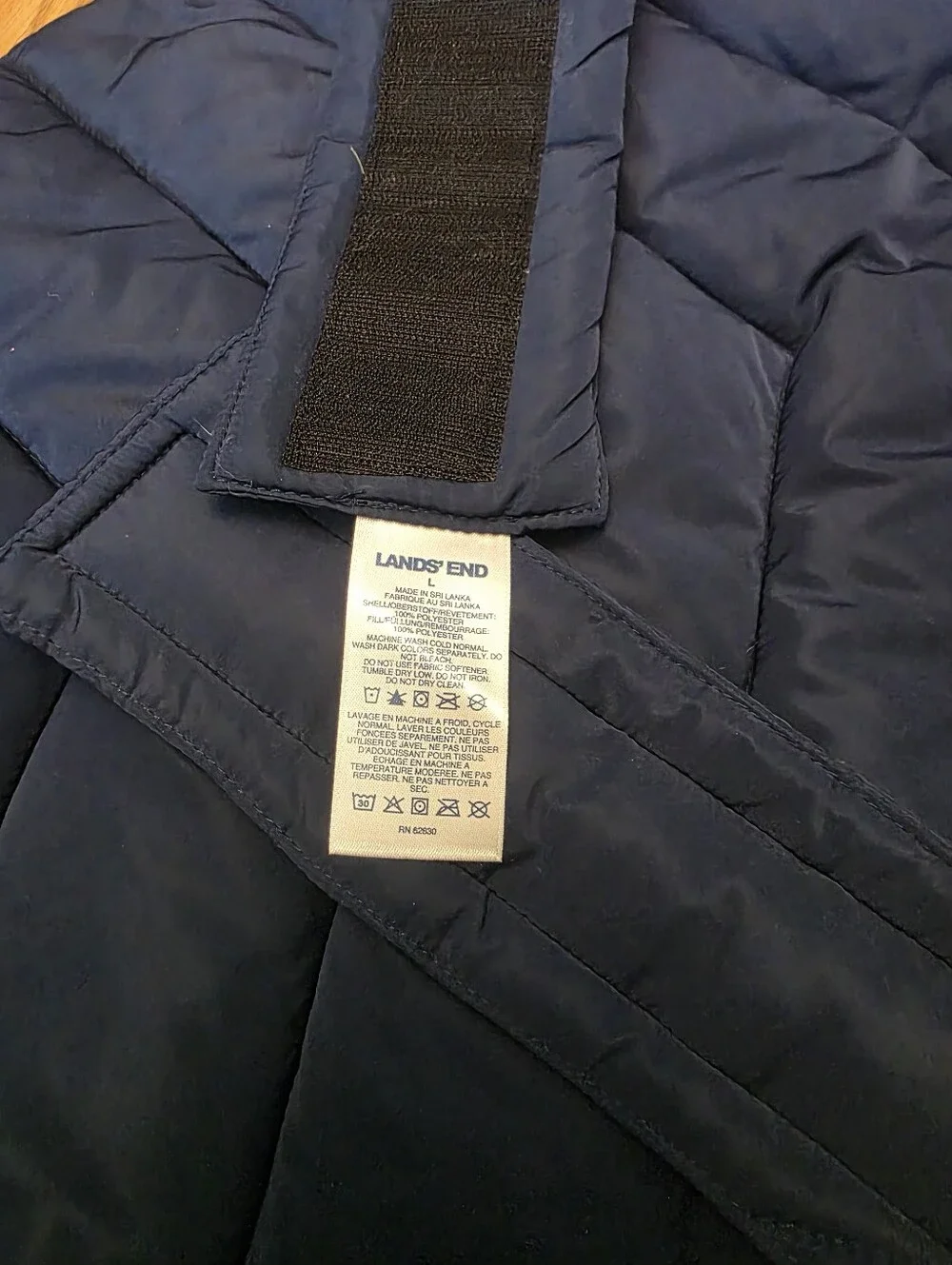 Lands' End Navy Blue Dog Puffer Jacket Vest Lightweight  Size Large